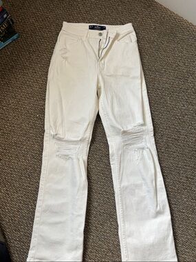 Hollister White Distressed Flare Jeans